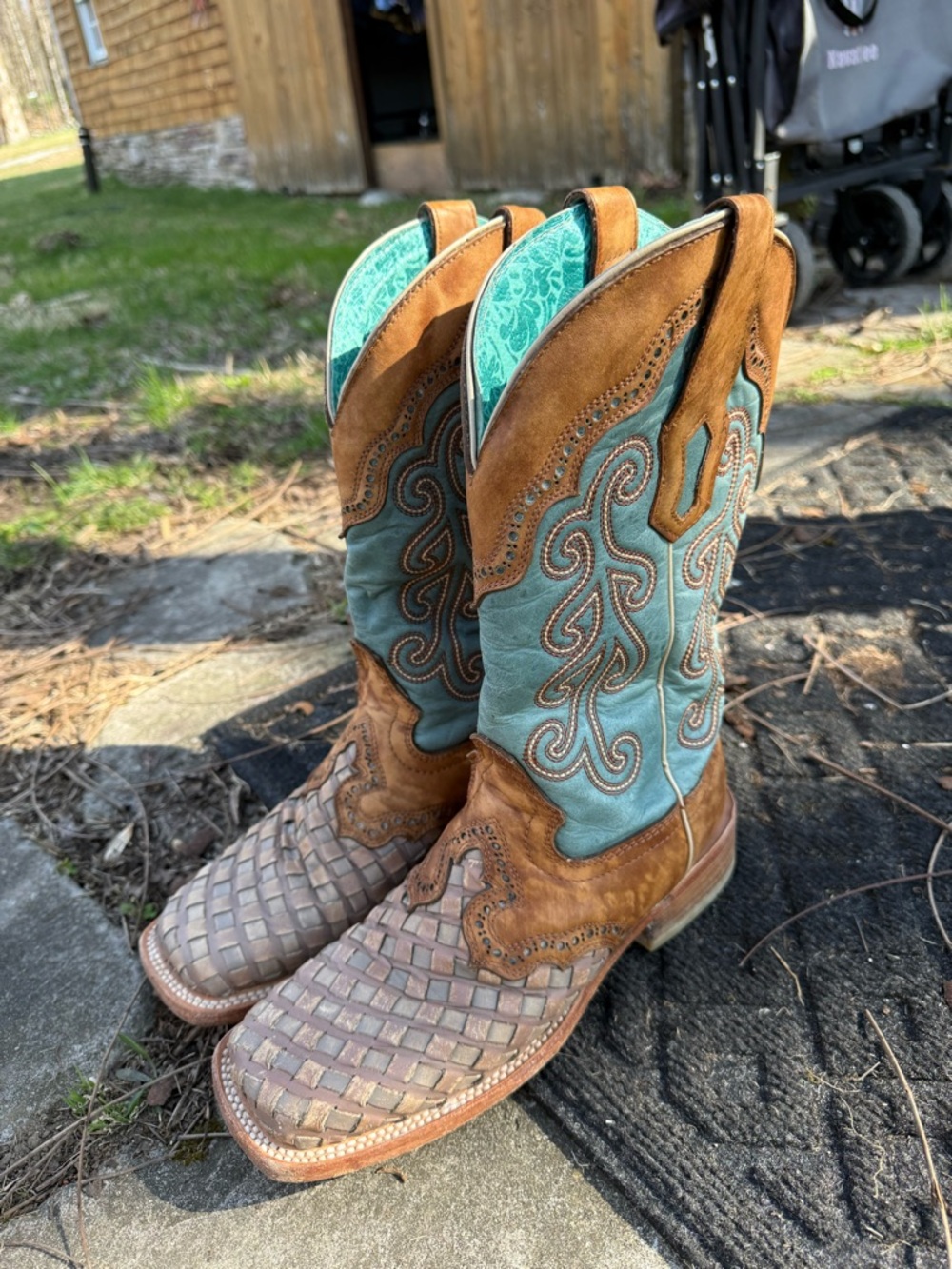 Corral Turquoise & brown Big Bass Arapaima Cowboy Boota - Picture 3 of 8